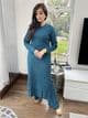Long length knit co ord set teal 105