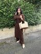 Long length knit co ords set - 103 Chocolate