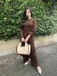 Long length knit co ords set - 103 Chocolate