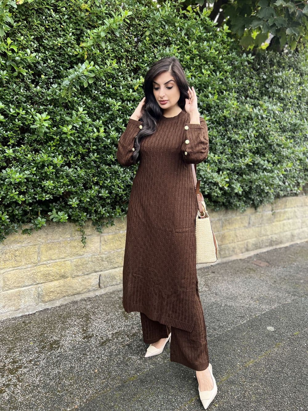 Long length knit co ords set - 103 Chocolate