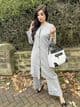 Long length knit co ords set with buttons : grey
