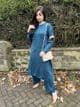 Long length knit kaftan style co ord - teal