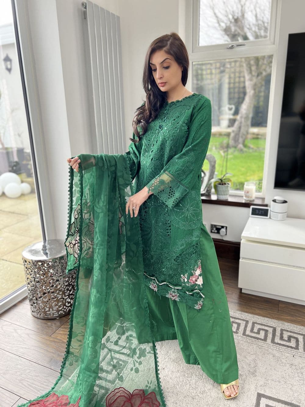 Luxury Ivana chicken Kari lawn green