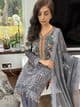 Maria B Inspired Paris Threads and Sequins Suit- Grey