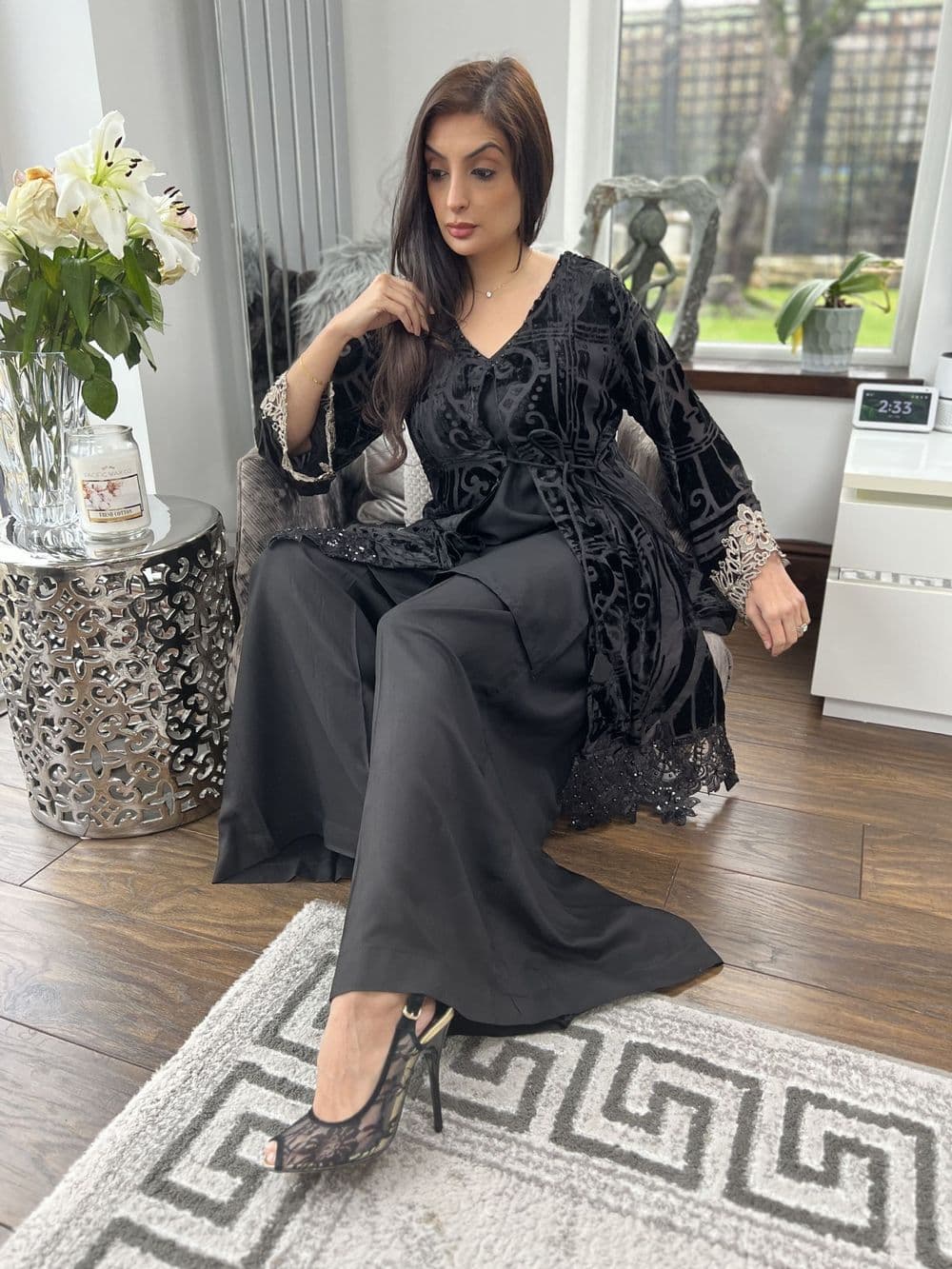Maria B palazzo suit palachi black