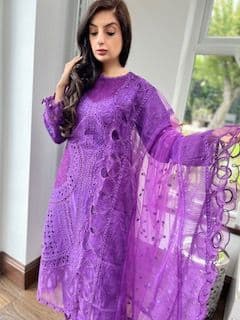 Maria B Paris Luxury Cutwork Lawn Suit Purple AL933