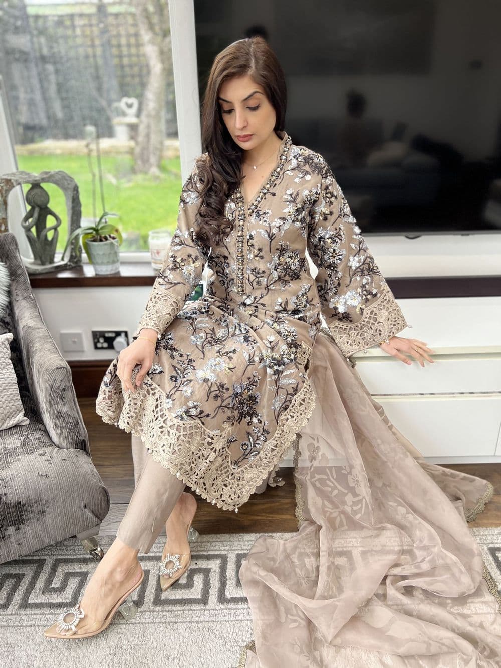 Maria b Paris organza taupe
