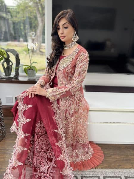 Maria B Paris party wear : blush pink