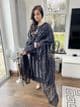 Maria B raw silk suit : black