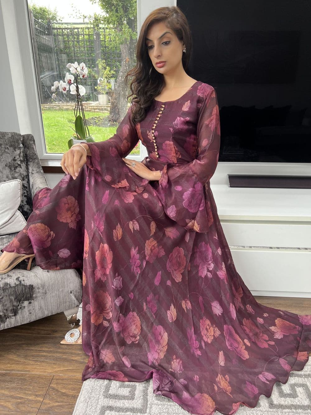 chinese dress ladies Marseille Embossed Maxi Dress