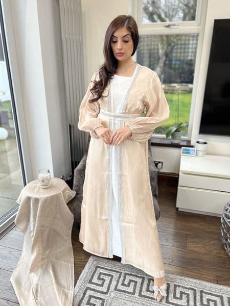 Moroccan style abaya set champagne