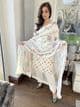 Petal linen embroidered shawl suit : off white