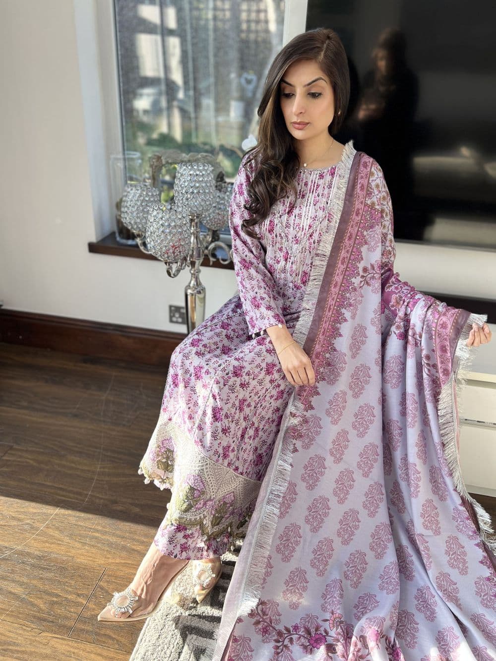 Petal linen suit - lilac