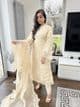 Qalamkar embroidered suit : cream