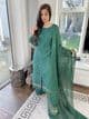 Qalamkar green outfit chicken kari