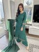 Qalamkar green outfit chicken kari