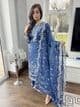 Qalamkar lawn suit : blue