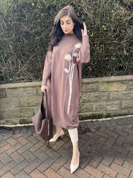 Rose long length knit jumper dress