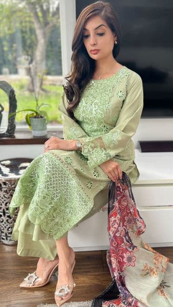 Saba cotton palazzo suit : green