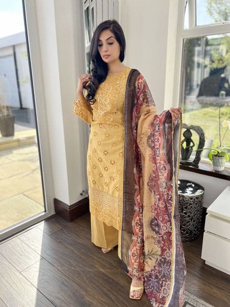 Saba mustard cotton suit