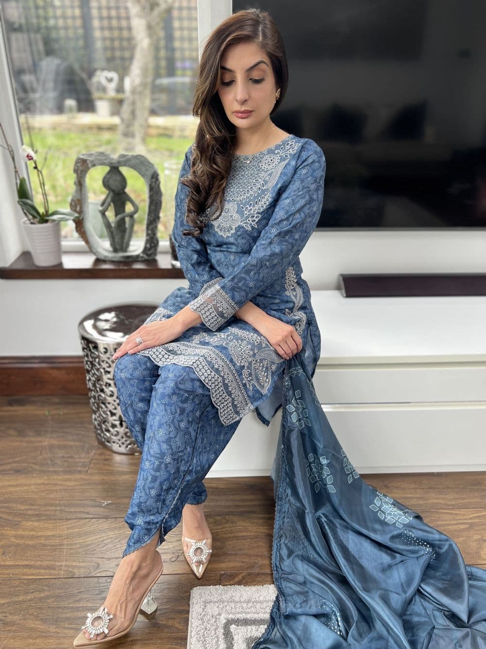Sabeeka blue viscous tulip Salwaar suit