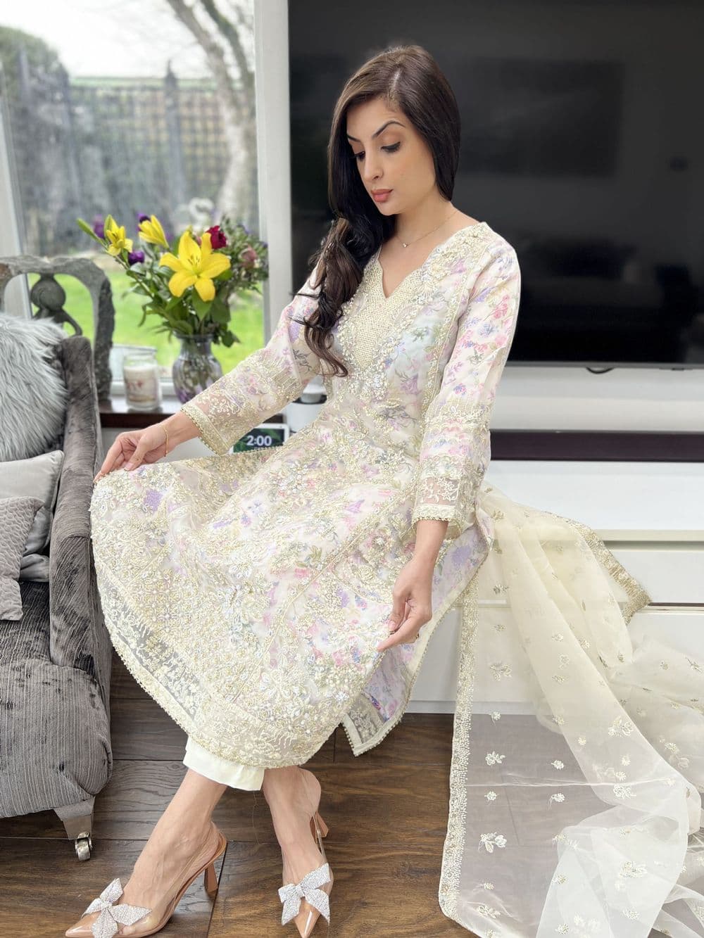 Safa ivory organza suit