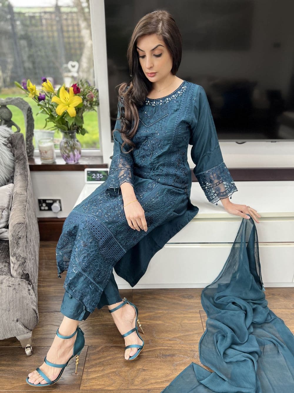 Safa teal viscous suit
