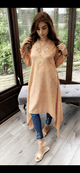 Sana peach jaquard kurta