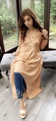 Sana peach jaquard kurta