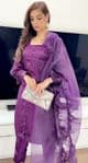 Saniya luxe Purple Satin Ruffle Dupatta suit