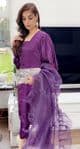 Saniya luxe Purple Satin Ruffle Dupatta suit