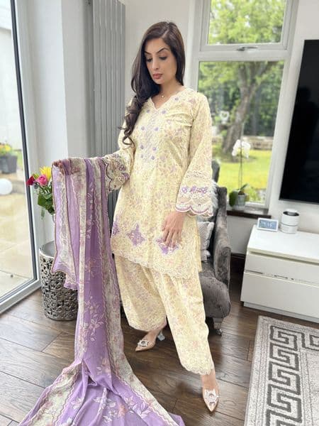 Sehar butter yellow salwwar lawn outfit