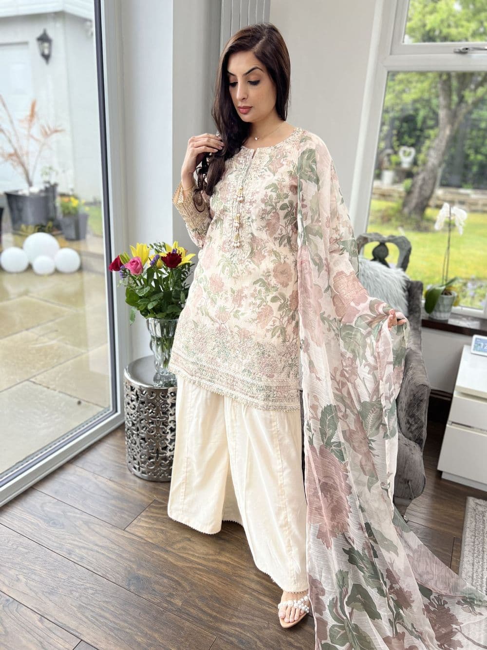 Sehar cream kali sharara outfit d1