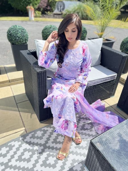 Sehar lilac lawn outfit