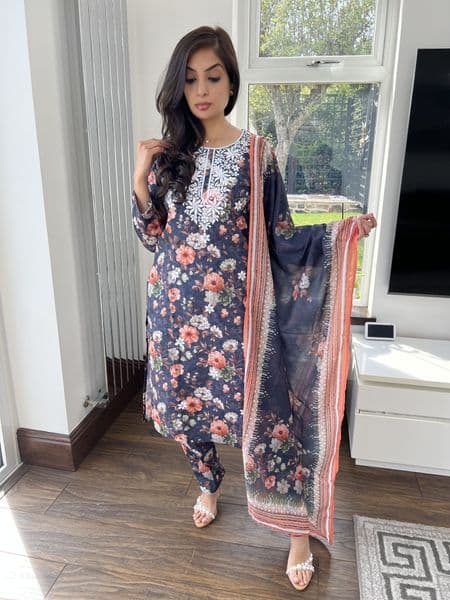 Sehar poly cotton suit : black