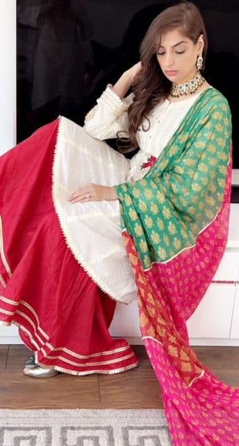 Siqa Lawn Embroidered with Gharara Trousers