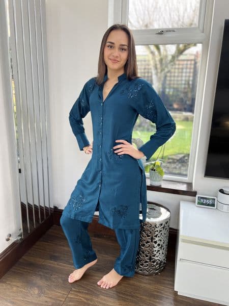 Teal sequin co ord set