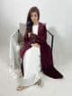 Velvet abaya set wine