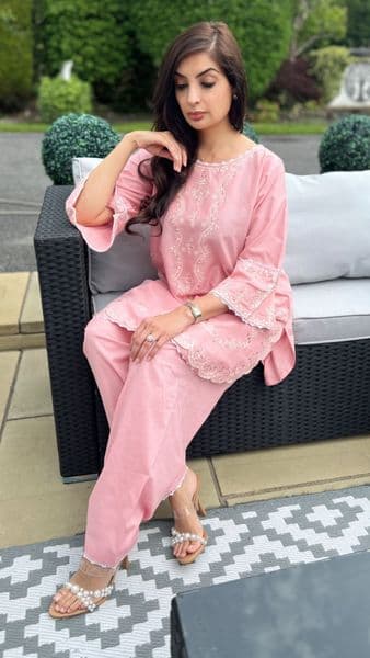 Zara cotton co ord set : pink