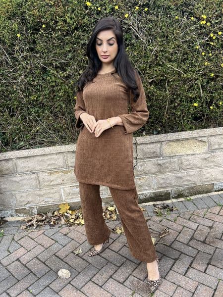 Zara geometric warm co ord set rust D1