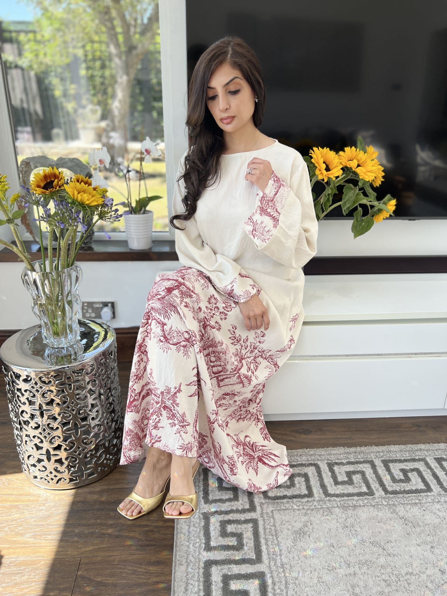 Zara linen dress designer print