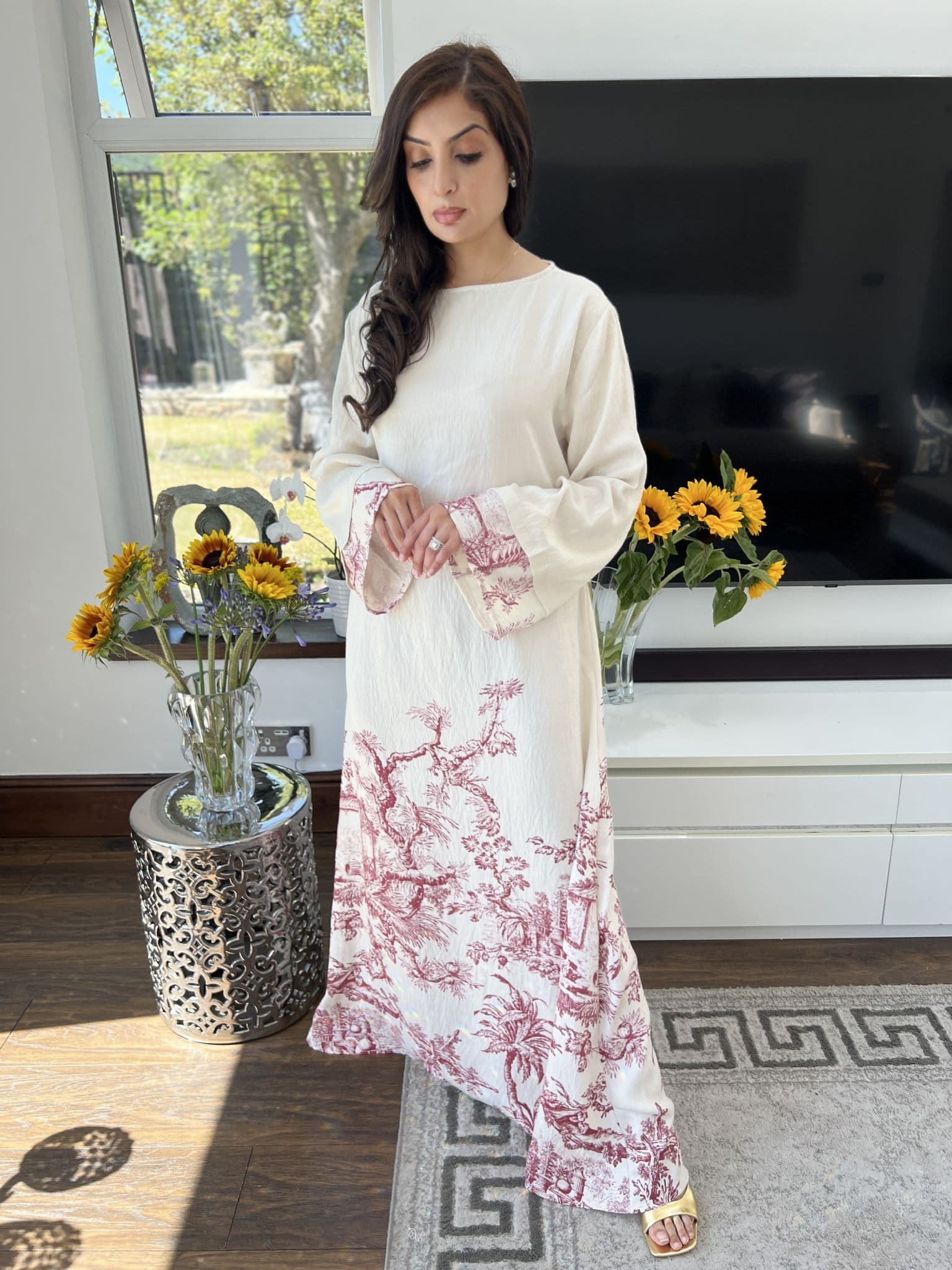 Zara linen dress designer print