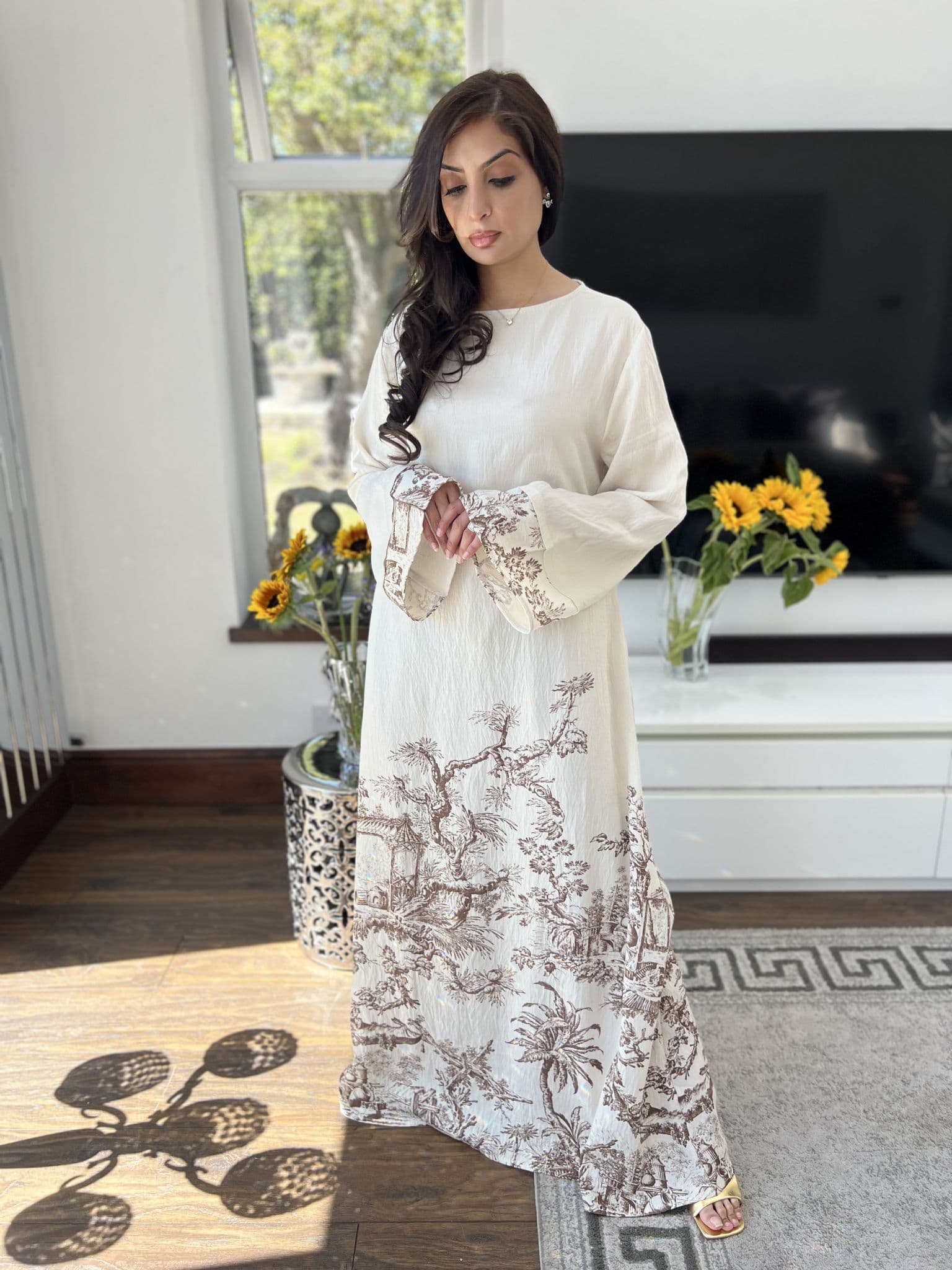 Zara linen dress designer print