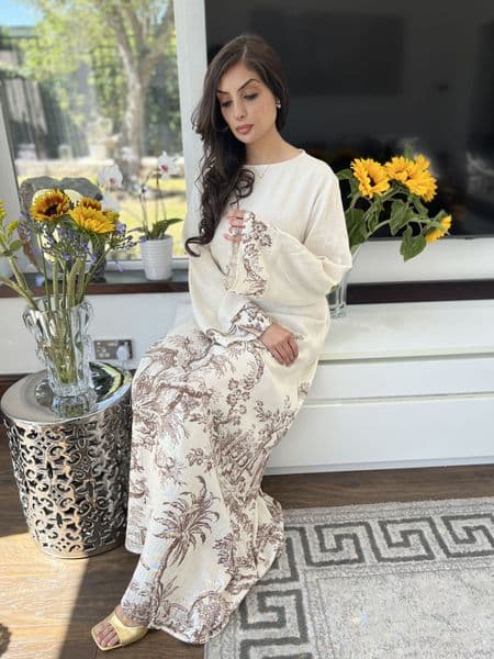 Zara linen dress designer print