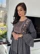 Zarina Digital and Detailed Dress Suit - Dark Grey
