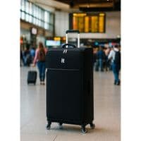IT Luggage Black Navigator Medium Suitcase – 61L Lightweight Spinner Bag