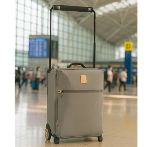 IT Luggage World’s Lightest Cabin Suitcase | 2 Wheels Lightweight Soft Case | Grey Carry On Bag