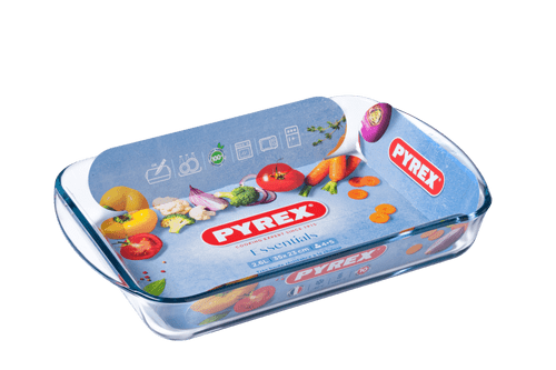 Pyrex Rectangular Glass Roasting Dish 3.7 L, Clear, Size: 40 x 28 cm