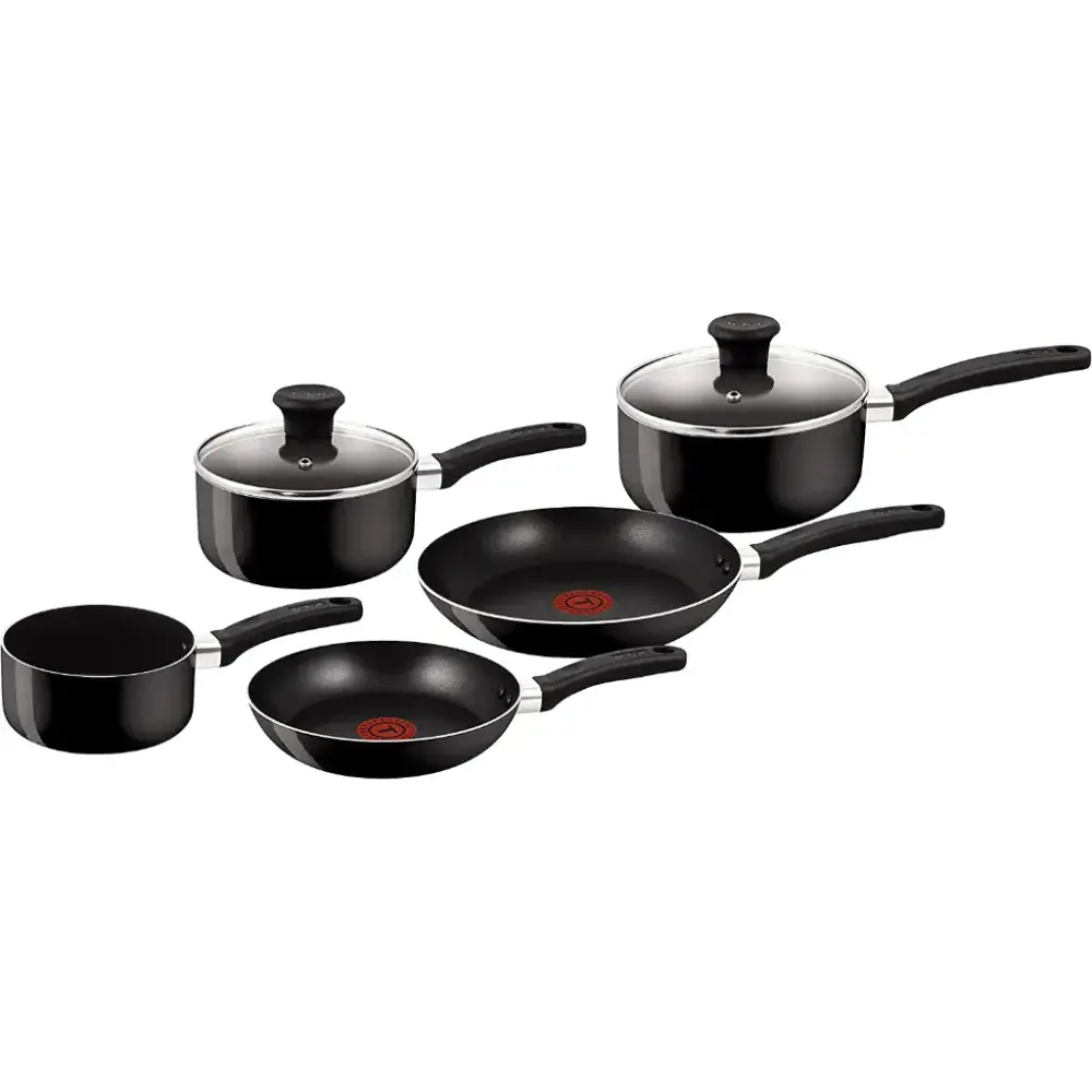 Tefal Delight Aluminium 5 Piece Non-Stick Pots & Pans Cookware Set, Black