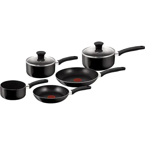 Tefal Delight Aluminium 5 Piece Non-Stick Pots & Pans Cookware Set, Black